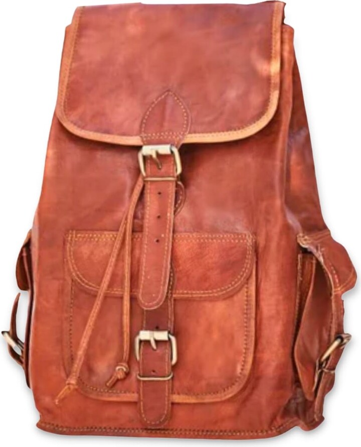 Brown Vida Vida Vintage Classic Leather Backpack - Small