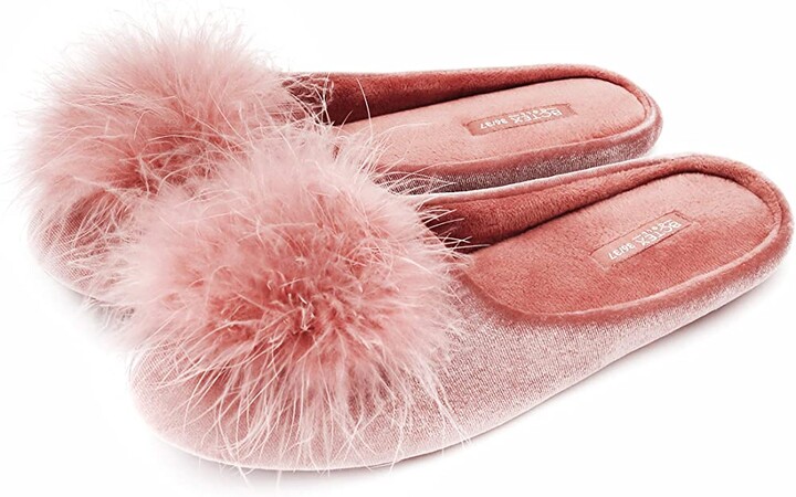 BCTEX COLL Women's Cozy Velvet Memory Foam House Slipper,Ladies Fuzzy Bedroom Slipper Non-slip Sole