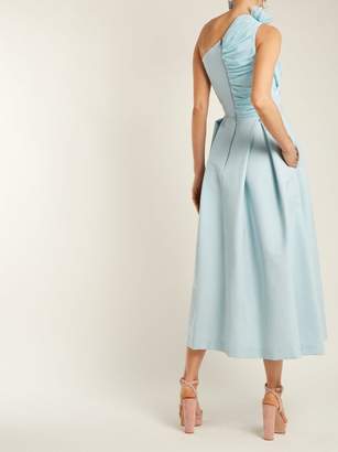 Preen by Thornton Bregazzi Ted Asymmetric Bodice Cady Midi Dress - Womens - Light Blue