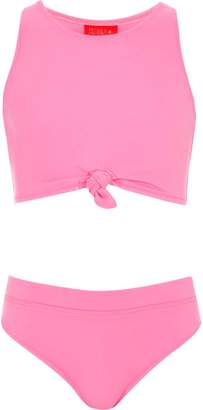 River Island Girls pink knot crop top bikini set
