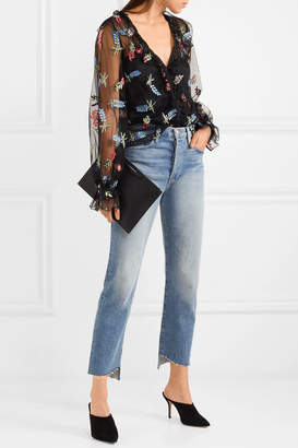 Alice McCall Time Stands Still Ruffled Embroidered Tulle Blouse - Black