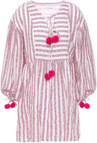 Thumbnail for your product : SUNDRESS Monroe Pom Pom-trimmed Striped Cotton-blend Gauze Coverup
