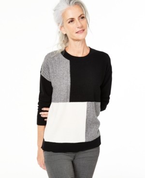 Charter Club Colorblock Cashmere Sweater, Created for Macy's