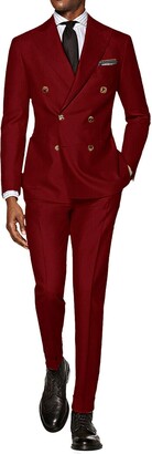 Frank Men's 2-Piece Suit Peaked Lapel Double Breast Tuxedo Slim Fit Dinner Jacket & Pants 