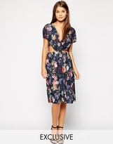 Thumbnail for your product : Love Large Floral Print Midi Dress with Cut Out Detail
