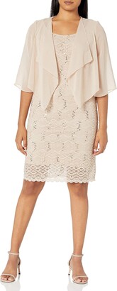 Sandra Darren Women's 2 PC Sleevless Lace & Chiffon Jacket Dress