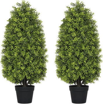 Red Barrel Studio 90Cm Artificial Boxwood Cone Tree Faux Shrub For Outdoor Planter And Entryway Décor 2Pcs/Set