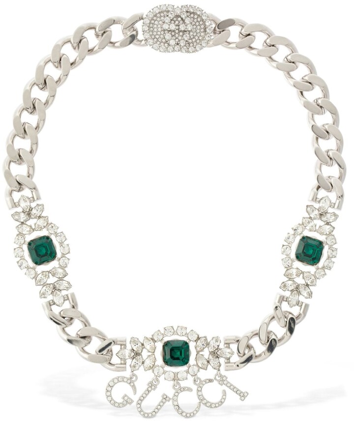 Gucci script crystal choker - ShopStyle Necklaces