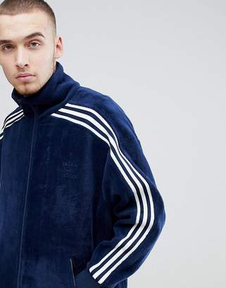 adidas adicolor Velour Track Jacket In Oversized Fit In Navy CW4915