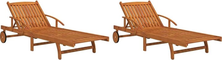 VidaXL 2-Pc. Solid Acacia Wood Sun Lounger Set