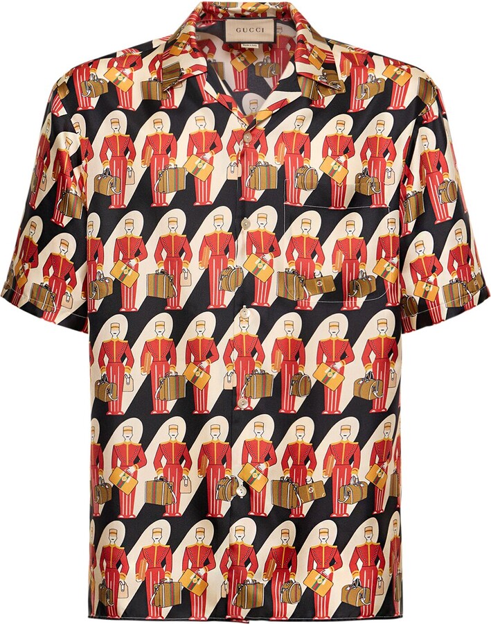 Gucci 2019 Stripe Shark Bowling Shirt - Red Casual Shirts, Clothing -  GUC357994