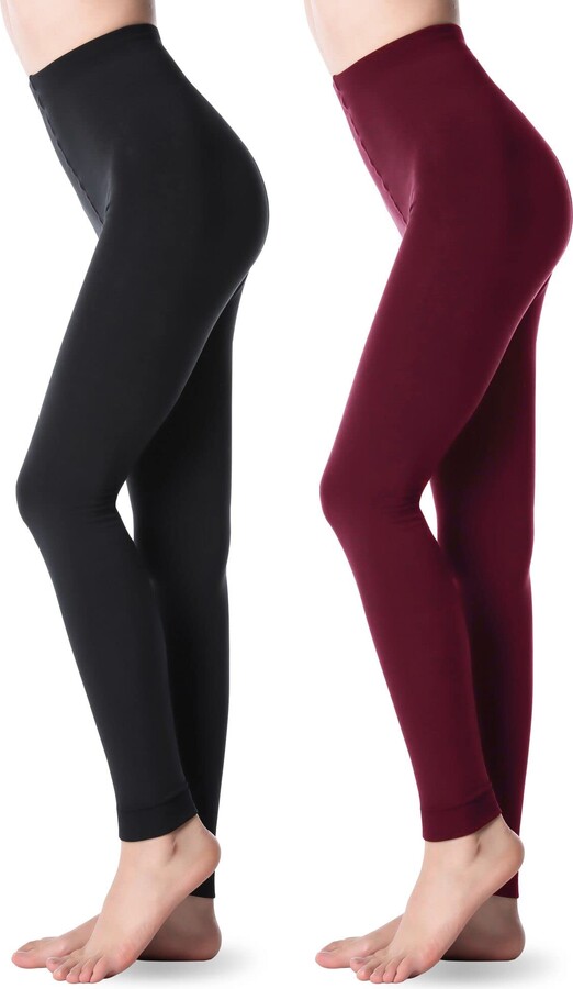 G&Y 2 Pairs Fleece Lined Tights for Women - 100D Opaque Warm