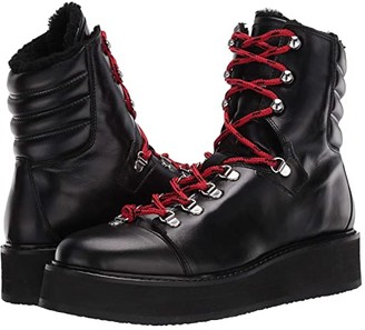 black combat boots with red laces