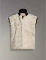 Thumbnail for your product : Burberry Two-tone Rib Knit Trim Shearling Gilet