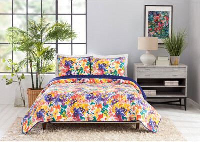 Makers Collective Garden in Bloom Floral 100% Cotton Reversible Quilt Set