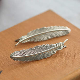 Nell Little Silver Feather Hair Grips