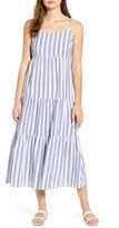 Thumbnail for your product : BeachLunchLounge Lana Stripe Linen & Cotton Tiered Midi Sundress