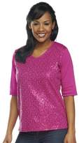 Thumbnail for your product : Factory Quacker Sequin Front Elbow Sleeve V-neck T-shirt