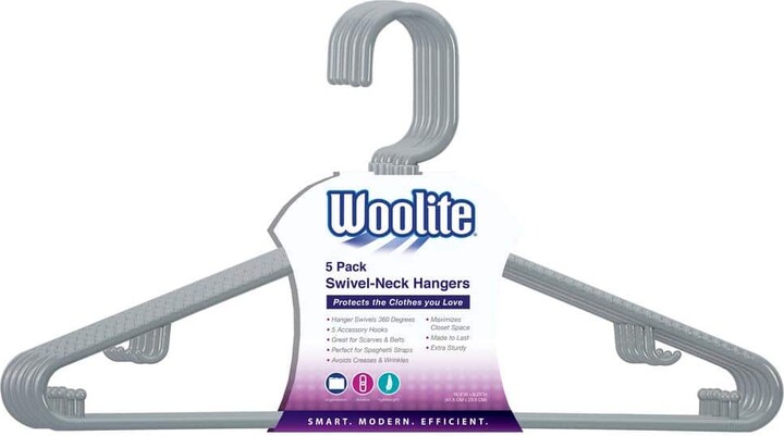Laundry 360 Gray Plastic Shirt Hangers 5-Pack
