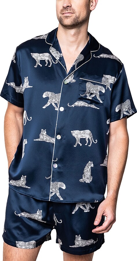 Petite Plume Panthere de Nuit Silk Printed Short Pajama Set