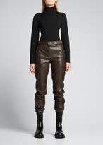 Vegan-Leather Belted Joggers 
