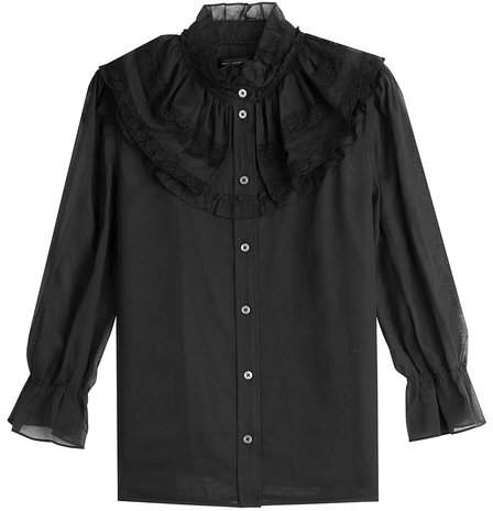 Marc Jacobs Silk Blouse with Lace - ShopStyle Button Down Shirts