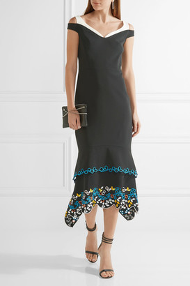 Peter Pilotto Tiered Embroidered Stretch-cady Dress
