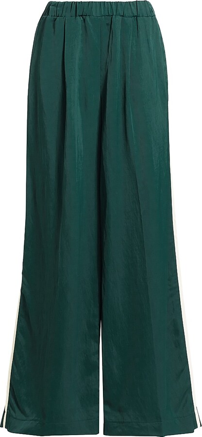 TWP Women's Eva Side-Stripe Linen-Blend Wide-Leg Pants - Ponderosa Pine - Size Medium