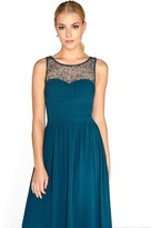 Thumbnail for your product : Little Mistress Grace Petrol Embellished Neck Maxi Dress