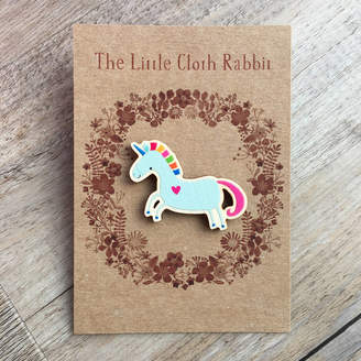 The Little Cloth Rabbit Unicorn Gift Wooden Pin: Unicorn Jewellery