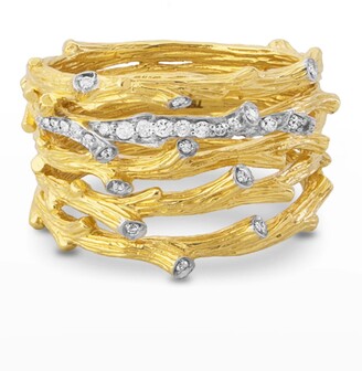 Michael Aram 18k Enchanted Forest Multi-Row Ring w/ Diamonds, Size 7