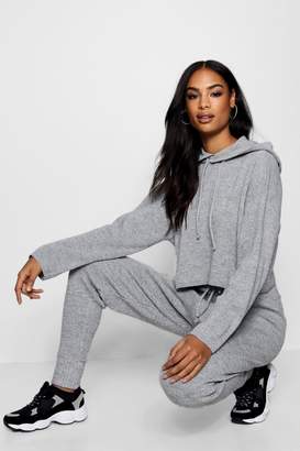 boohoo Boutique Heavy Knitted Crop Lounge Set