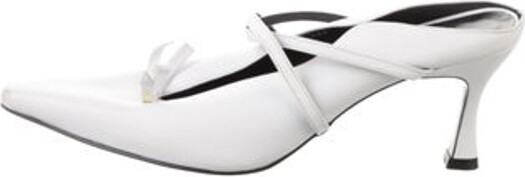 YUUL YIE Leather Mules White Semi-Pointed Toes Straps Unfortunately, due to restrictions, this item may not be eligible for shipping in all areas.