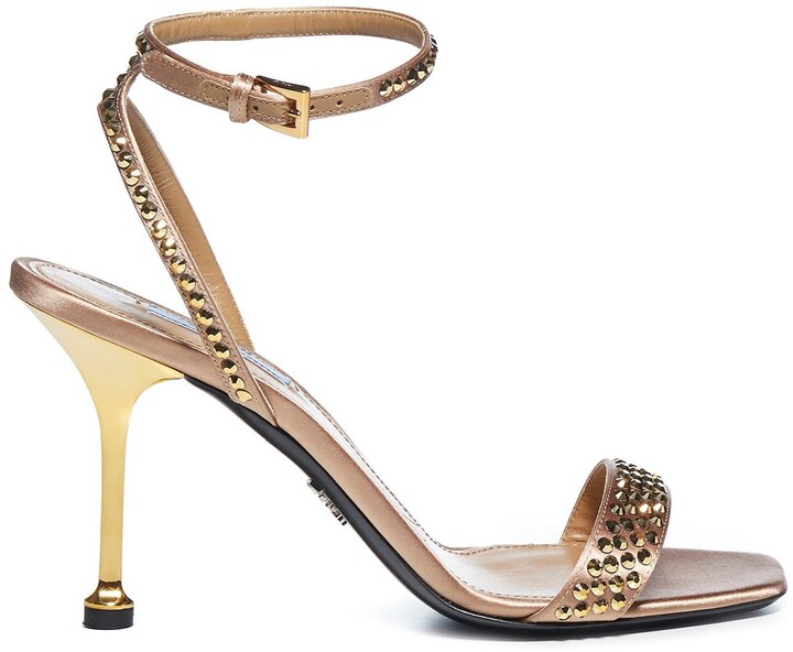 Gold Crystal Sandals | Shop the world's largest collection of fashion |  ShopStyle UK