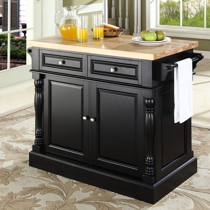 Crosley Furniture Oxford Butcher Block Top Kitchen Island in Black Finish ShopStyle