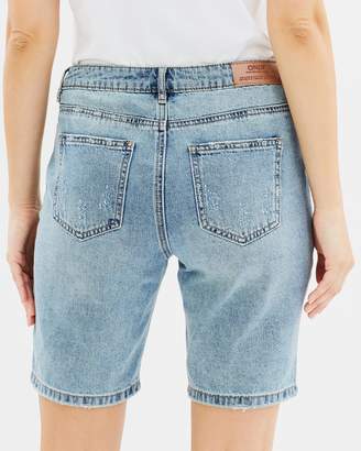 Only Tonni Boyfriend Denim Embroidered Shorts