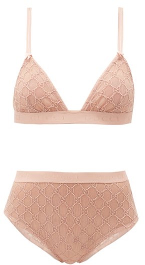 Gucci GG-jacquard Mesh Bra And High-rise Briefs Nude ShopStyle