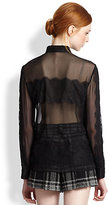 Thumbnail for your product : Alice + Olivia Vicka Silk Sheer Lace Top