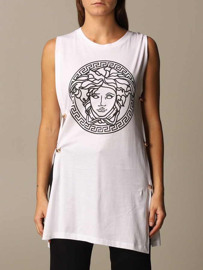 Versace Tank Top With Medusa Head And Safety Pins - ShopStyle T-shirts
