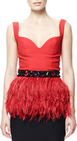 Thumbnail for your product : Alexander McQueen Ostritch Feather Peplum Top with Beaded Belt