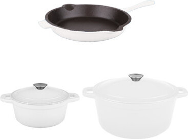 Berghoff Neo 5 Piece Cast Iron Cookware Set, 10" Fry Pan, 3qt. & 5qt. Dutch Oven