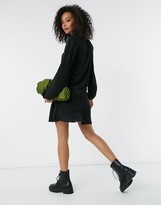 Thumbnail for your product : Asos Tall ASOS DESIGN Tall long sleeve v-neck mini dress with curved hem in black