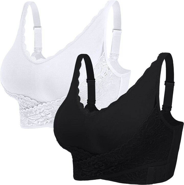 Orbescl Push Up Bras for Women Comfort Wireless Lace Bra Front Cross Wrap  Around Sports Bralette Packs of 1/2/3 - ShopStyle