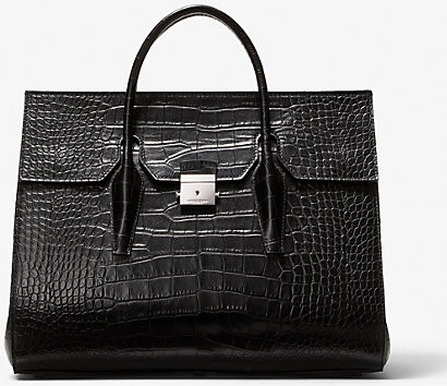 Christie Mini Metallic Crocodile Embossed Leather Envelope Bag