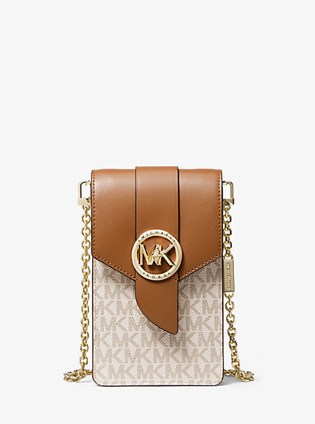 MICHAEL Michael Kors MK Small Logo and Leather Smartphone Crossbody Bag ...
