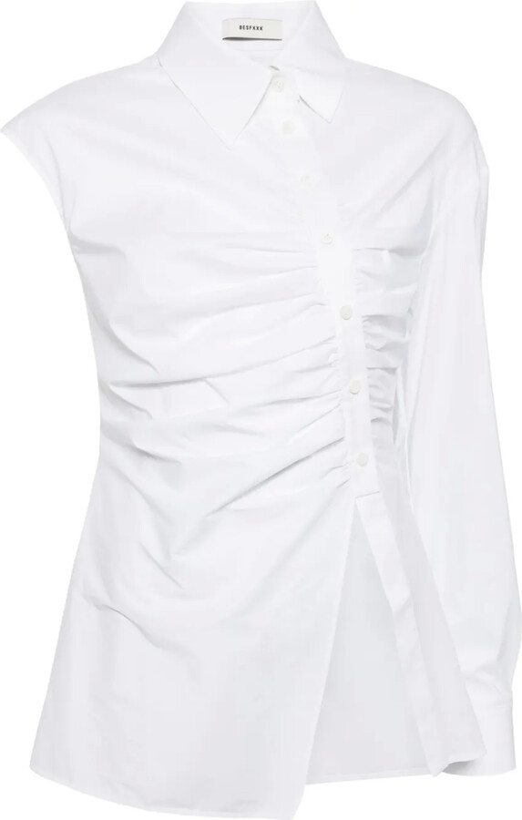 Besfxxk Gathered-Detail Asymmetric Shirt