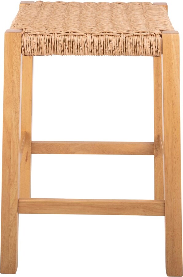 Alaterre Furniture Newport 24In Wood Counter Height Stool With Handcrafted Woven Rope Seat