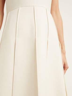 Valentino Overlap-pleat Wool-blend Dress - Womens - Ivory