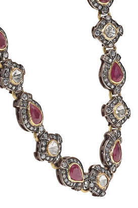 Amrapali 18-karat Gold, Sterling Silver, Diamond And Ruby Necklace