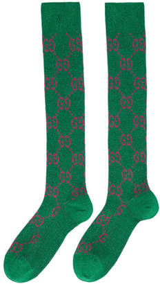 Gucci Green and Pink GG Supreme Socks